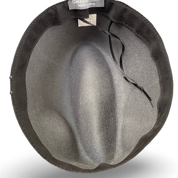 Gelso Bianco Italy Fedora Hat Gray 100% Wool NWT Chain Link Trim Made in Italy main image 4